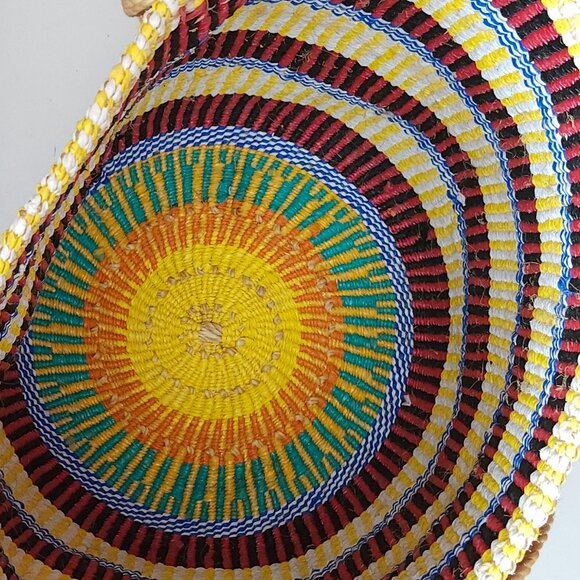 Colorful Woven Basket with Leather Accents - Picture 6 of 6